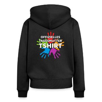 Offizielle Tagesmutter - Frauen Premium Bio Zip Hoodie - Schwarz - Hinten - Julia (174cm)
