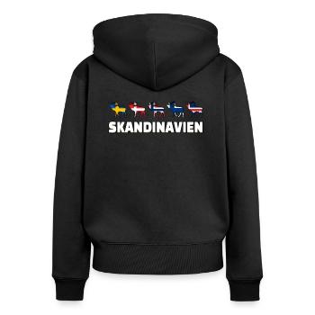Skandinavische Länder Flaggen mit Elch - Frauen Premium Bio Zip Hoodie - Schwarz - Hinten - Julia (174cm)