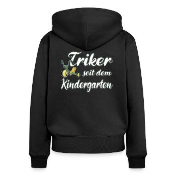 Triker lustiger Spruch - Kindergarten - Frauen Premium Bio Zip Hoodie - Schwarz - Hinten - Julia (174cm)