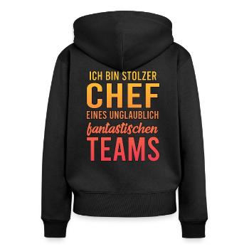 Ich bin stolzer Chef eines unglaublich - Frauen Premium Bio Zip Hoodie - Schwarz - Hinten - Julia (174cm)