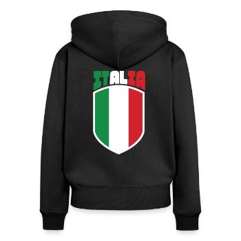 Maillot de l’Italie Football 2021 - Sweat à capuche zippé Premium bio Femme - noir - Dos - Julia (174cm)