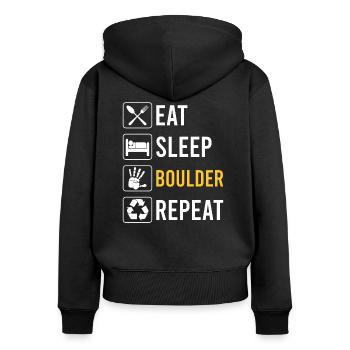 Eat Sleep Bouldern Repeat - Boulder drôle - Sweat à capuche zippé Premium bio Femme - noir - Dos - Julia (174cm)