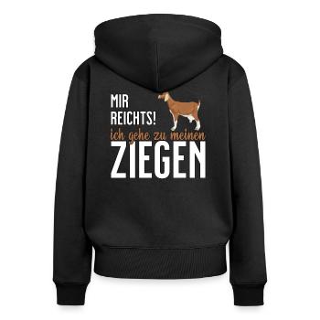 Mir reichts - ich gehe zu meinen Ziegen lustiger - Frauen Premium Bio Zip Hoodie - Schwarz - Hinten - Julia (174cm)