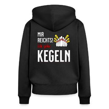Mir reichts - ich gehe Kegeln lustiger Spruch - Frauen Premium Bio Zip Hoodie - Schwarz - Hinten - Julia (174cm)