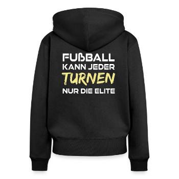Turnen - nur die Elite - Frauen Premium Bio Zip Hoodie - Schwarz - Hinten - Julia (174cm)