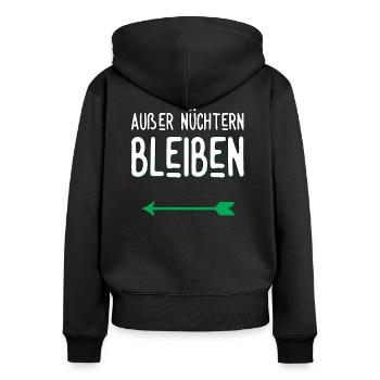 Außer nüchtern bleiben - Partner - Frauen Premium Bio Zip Hoodie - Schwarz - Hinten - Julia (174cm)