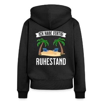 Ruhestand - ich habe fertig - Rente 2021 - Frauen Premium Bio Zip Hoodie - Schwarz - Hinten - Julia (174cm)