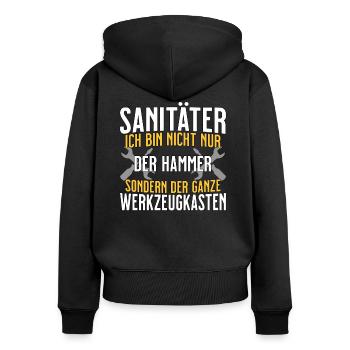 Sanitäter - Ich bin nicht nur der Hammer - - Frauen Premium Bio Zip Hoodie - Schwarz - Hinten - Julia (174cm)