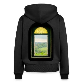 Meisterwerk der Natur - Frauen Premium Bio Zip Hoodie - Schwarz - Hinten - Julia (174cm)