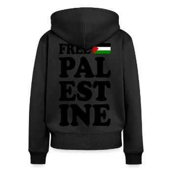 Free palestine - Sweat à capuche zippé Premium bio Femme - noir - Dos - Julia (174cm)