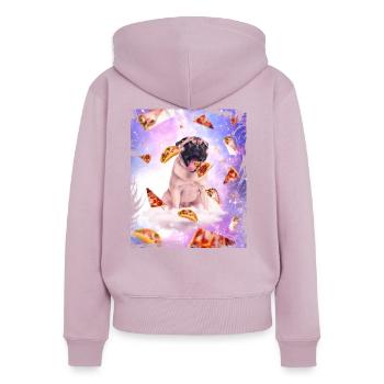 Mops Galaxy Tacos Pizza Burrito Geschenkidee Hund - Frauen Premium Bio Zip Hoodie - Altrosa - Hinten - Julia (174cm)