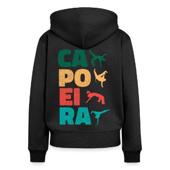 Capoeira brésilienne - Sweat à capuche zippé Premium bio Femme - noir - Dos - Julia (174cm)