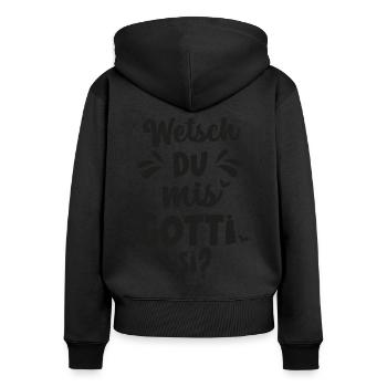 Wetsch du mis Gotti fragen Patentante fragen - Frauen Premium Bio Zip Hoodie - Schwarz - Hinten - Julia (174cm)