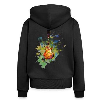 Gitarre E-Gitarre Verstärker Les Paul Geschenk - Frauen Premium Bio Zip Hoodie - Schwarz - Hinten - Julia (174cm)