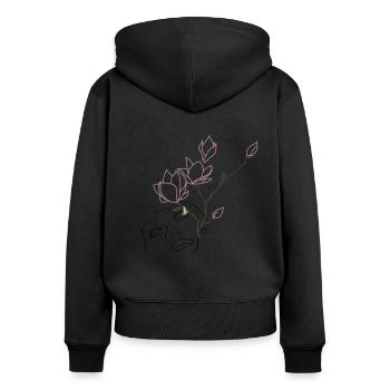 Aus dem Chaos entsteht der Lotus - Frauen Premium Bio Zip Hoodie - Schwarz - Hinten - Julia (174cm)