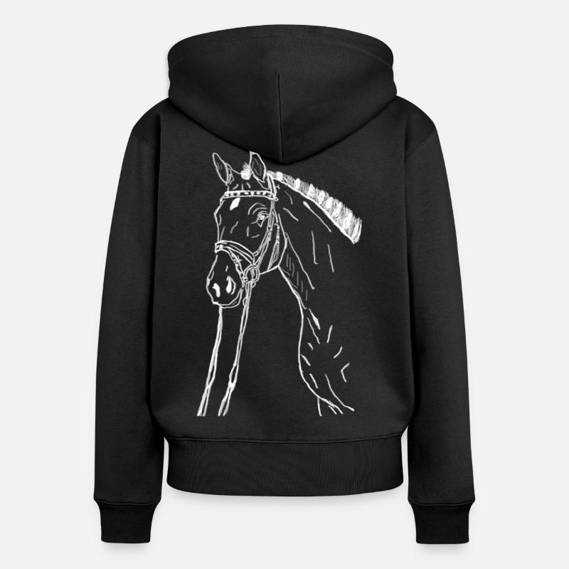 Cheval - Sweat à capuche zippé Premium bio Femme - noir