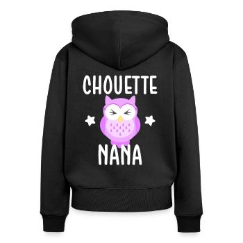 Chouette nana - Sweat à capuche zippé Premium bio Femme - noir - Dos - Julia (174cm)
