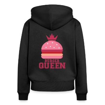 BURGER REINE - Sweat à capuche zippé Premium bio Femme - noir - Dos - Julia (174cm)