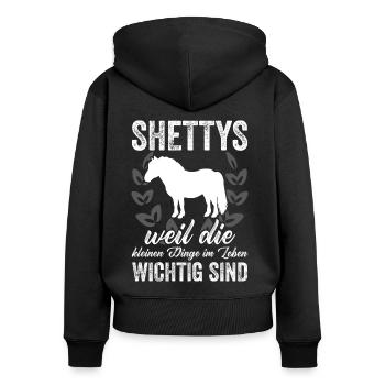 Shetlandpony Pferde Reiten Pony Geschenkidee - Frauen Premium Bio Zip Hoodie - Schwarz - Hinten - Julia (174cm)