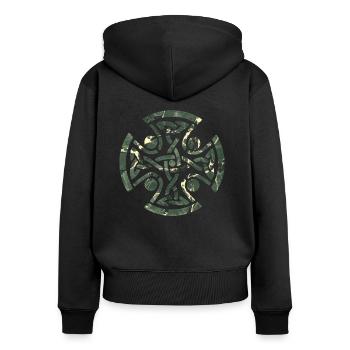 noeud celtique 11 e 226 - Sweat à capuche zippé Premium bio Femme - noir - Dos - Julia (174cm)