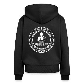Kettlebell femmes, blanc - Sweat à capuche zippé Premium bio Femme - noir - Dos - Julia (174cm)