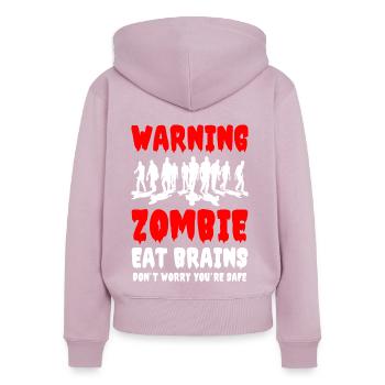 Les zombies mangent la cervelle, ne vous inquiétez pas, vous êtes en sécurité - Sweat à capuche zippé Premium bio Femme - rose poudré - Dos - Julia (174cm)
