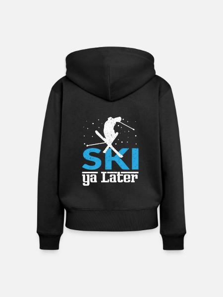 Ski Ya Later Skifahren - Frauen Premium Bio Zip Hoodie - Schwarz
