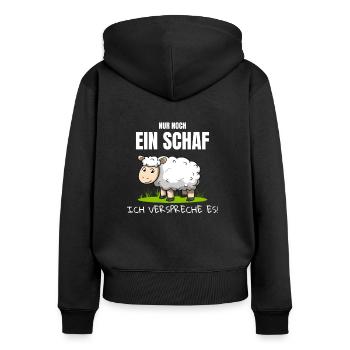 Nur noch ein Schaf Ich verspreche es Schäfer Hirte - Frauen Premium Bio Zip Hoodie - Schwarz - Hinten - Julia (174cm)