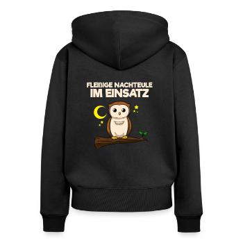 Fleißige Nachteule im Einsatz Krankenpflege Pflege - Frauen Premium Bio Zip Hoodie - Schwarz - Hinten - Julia (174cm)