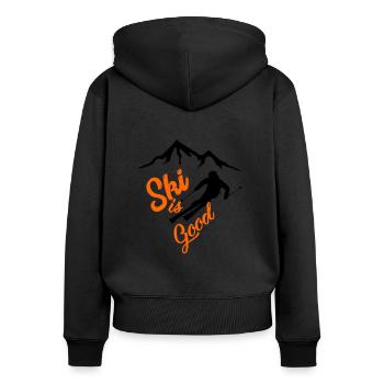 To ski - Women's Premium Organic Zip Hoodie - black - Back - Julia (174cm)