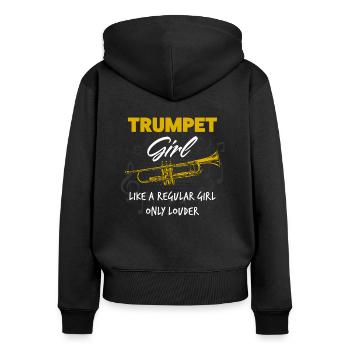 Trompete Mädchen - Frauen Premium Bio Zip Hoodie - Schwarz - Hinten - Julia (174cm)