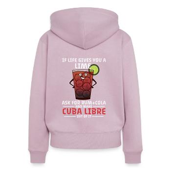 Cocktail Cuba Libre Spruch Leben Longdrink - Frauen Premium Bio Zip Hoodie - Altrosa - Hinten - Julia (174cm)