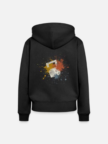 Gaming retro - Frauen Premium Bio Zip Hoodie - Schwarz