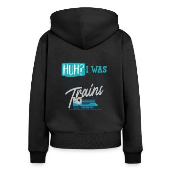 Trains railroad train - Women's Premium Organic Zip Hoodie - black - Back - Julia (174cm)