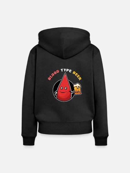 Bluttropfen Blutgruppe Bier - Frauen Premium Bio Zip Hoodie - Schwarz