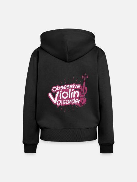 Geige - Frauen Premium Bio Zip Hoodie - Schwarz