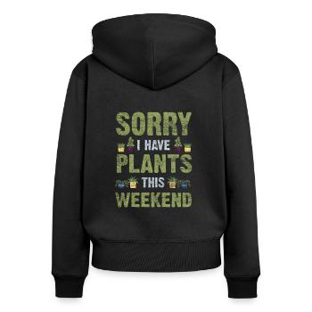 garden - Women's Premium Organic Zip Hoodie - black - Back - Julia (174cm)