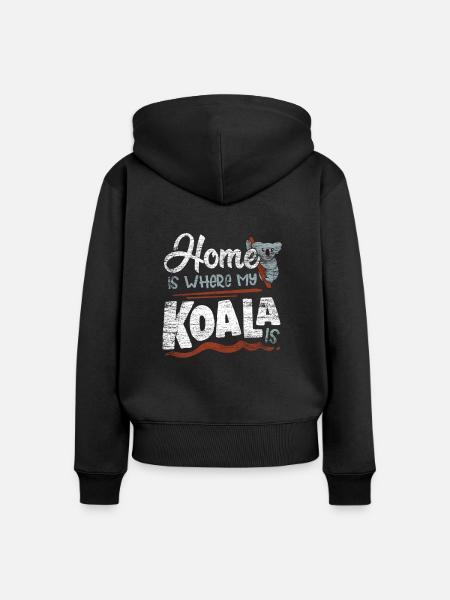 Koala - Frauen Premium Bio Zip Hoodie - Schwarz