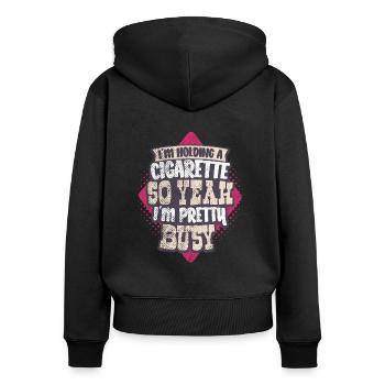 Smokers smoke cigarettes - Women's Premium Organic Zip Hoodie - black - Back - Julia (174cm)