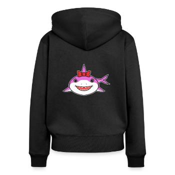 Hai biss Hunger Wasser Frauen - Frauen Premium Bio Zip Hoodie - Schwarz - Hinten - Julia (174cm)