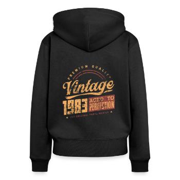 Anniversaire né en 1983 - Sweat à capuche zippé Premium bio Femme - noir - Dos - Julia (174cm)