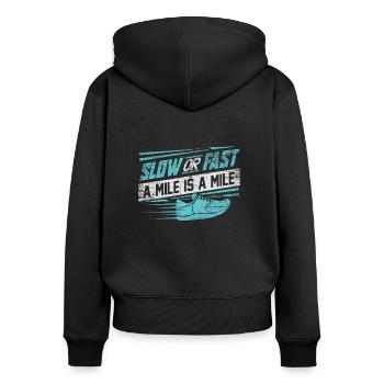 Laufen Läufer - Frauen Premium Bio Zip Hoodie - Schwarz - Hinten - Julia (174cm)