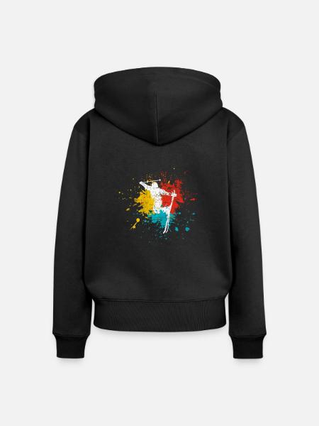 Ski - Frauen Premium Bio Zip Hoodie - Schwarz