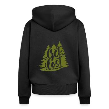 Randonnée en plein air - Sweat à capuche zippé Premium bio Femme - noir - Dos - Julia (174cm)