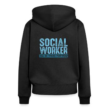 Travailleur social - Sweat à capuche zippé Premium bio Femme - noir - Dos - Julia (174cm)