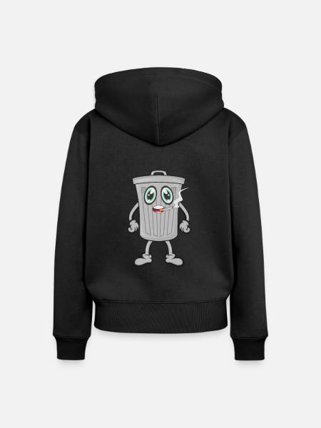 Mülleimer Zigarrette rauchen - Frauen Premium Bio Zip Hoodie - Schwarz