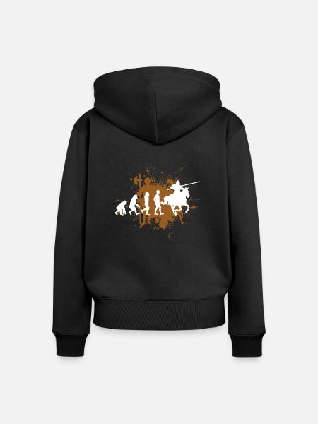 Ritter Reiter Lanze Pferd - Frauen Premium Bio Zip Hoodie - Schwarz