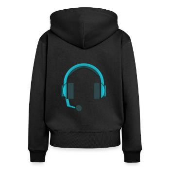 Zestaw słuchawkowy Słuchawki Centrum obsługi połączeń Gamer - Ekologiczna damska bluza z kapturem na zamek Premium - czarny - Tył - Julia (174cm)