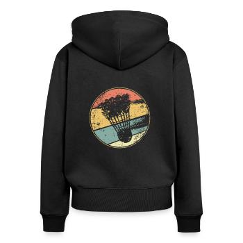 Badminton vintage - Frauen Premium Bio Zip Hoodie - Schwarz - Hinten - Julia (174cm)