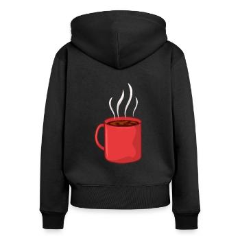 Tazzino da caffè - Felpa con cappuccio con zip ecologica premium da donna - nero - Retro - Julia (174cm)